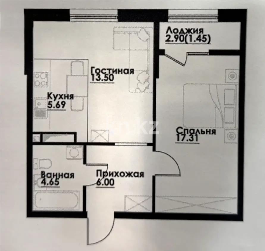 Продажа 2-комнатной квартиры, 48.6 м² в Алматы