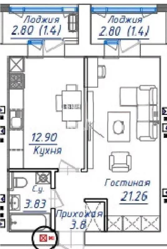 Продажа 1-комнатной квартиры, 41.3 м² в Астане