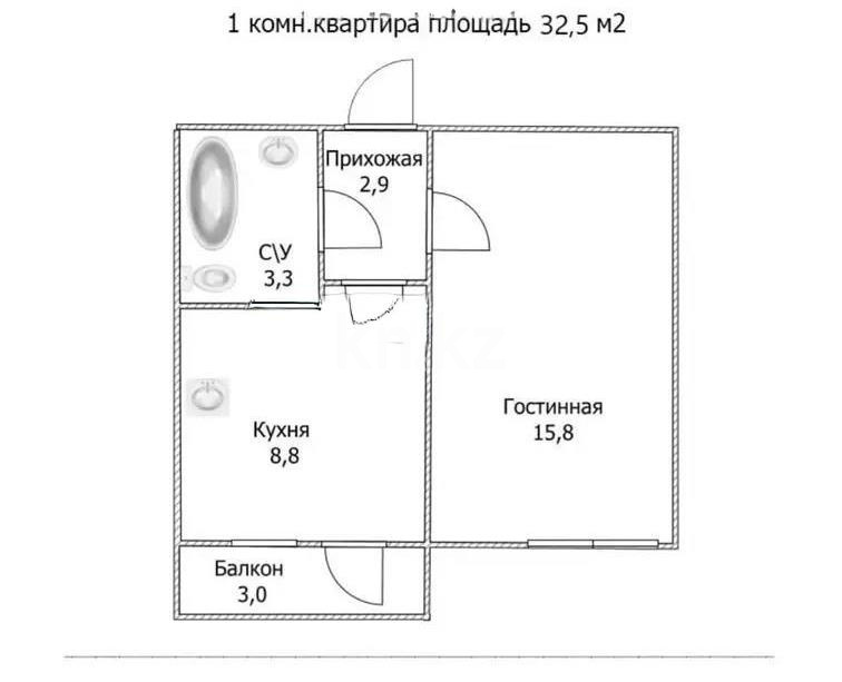 Продажа 1-комнатной квартиры, 33 м² в Астане