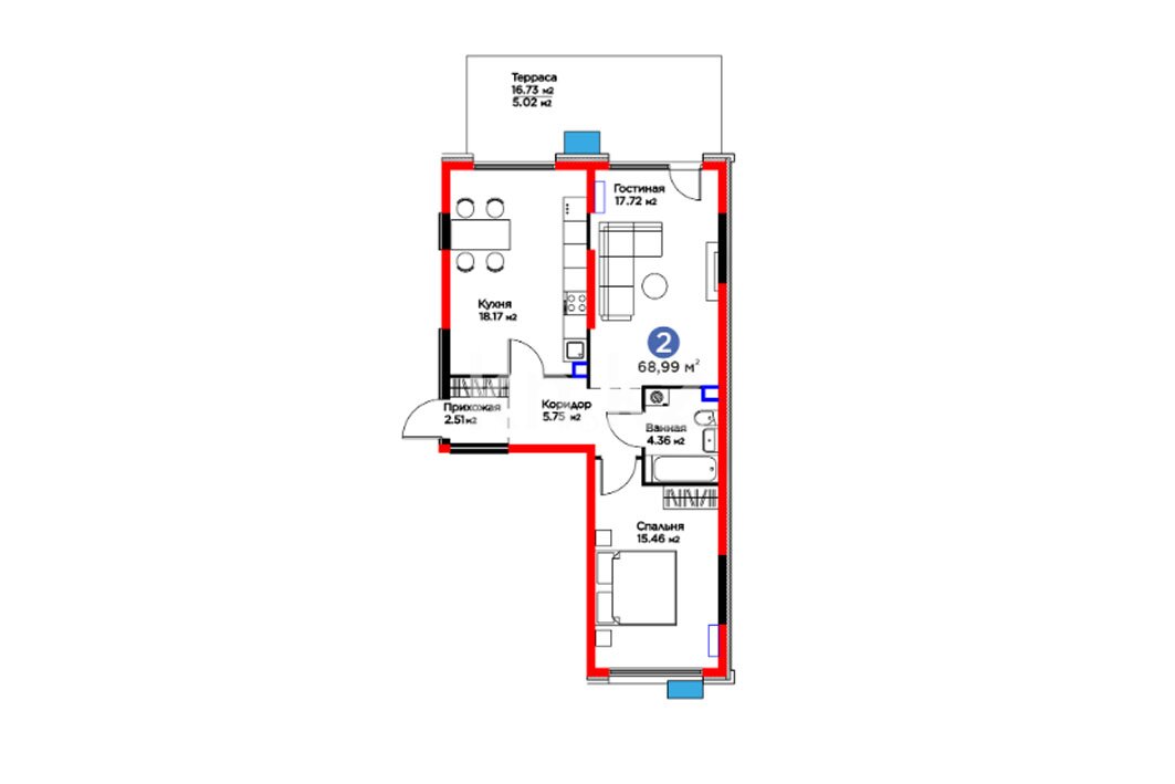 ЖК Dream City. Eco, 2-комнатная, цена 50 017 750 ₸, 725 000 ₸&nbsp;/&nbsp;м²
