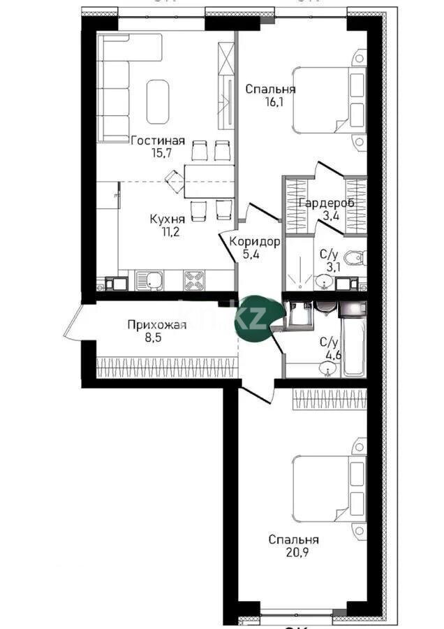 Продажа 3-комнатной квартиры, 88.9 м² в Алматы