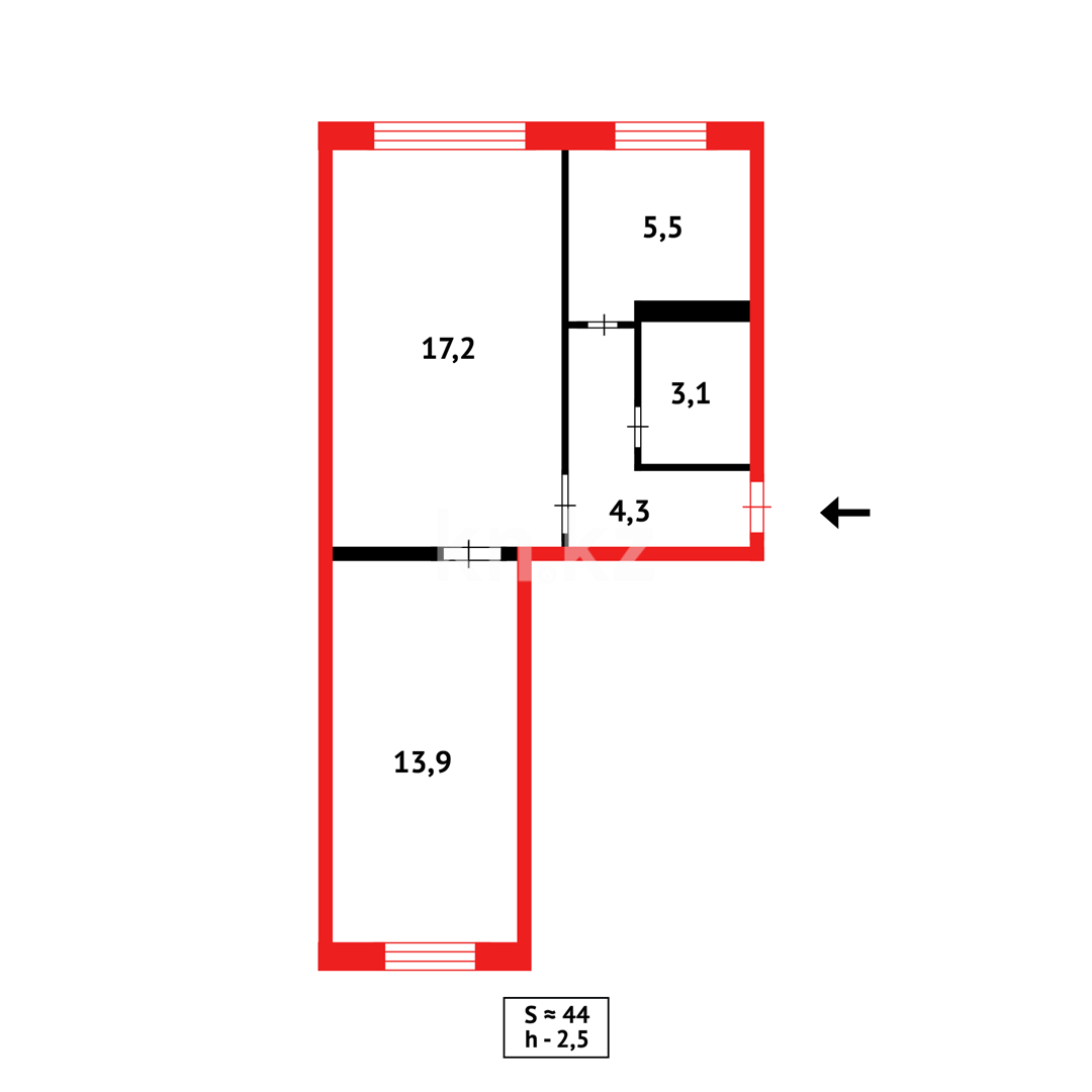 Продажа 2-комнатной квартиры, 45 м², ул. Горка Дружбы в Темиртау - фото 13