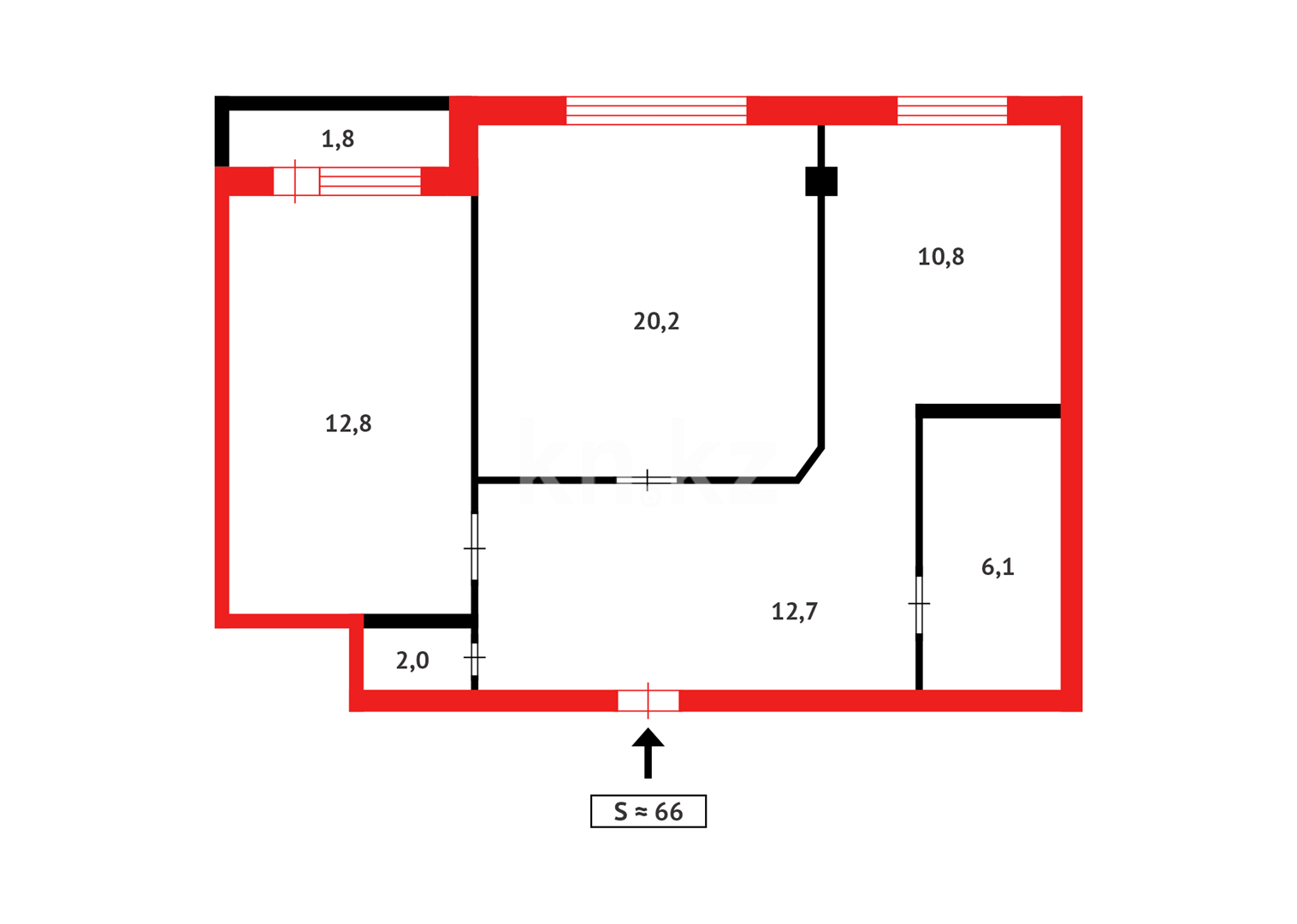Продажа 2-комнатной квартиры, 66 м², мкр-н 8 в Темиртау - фото 8