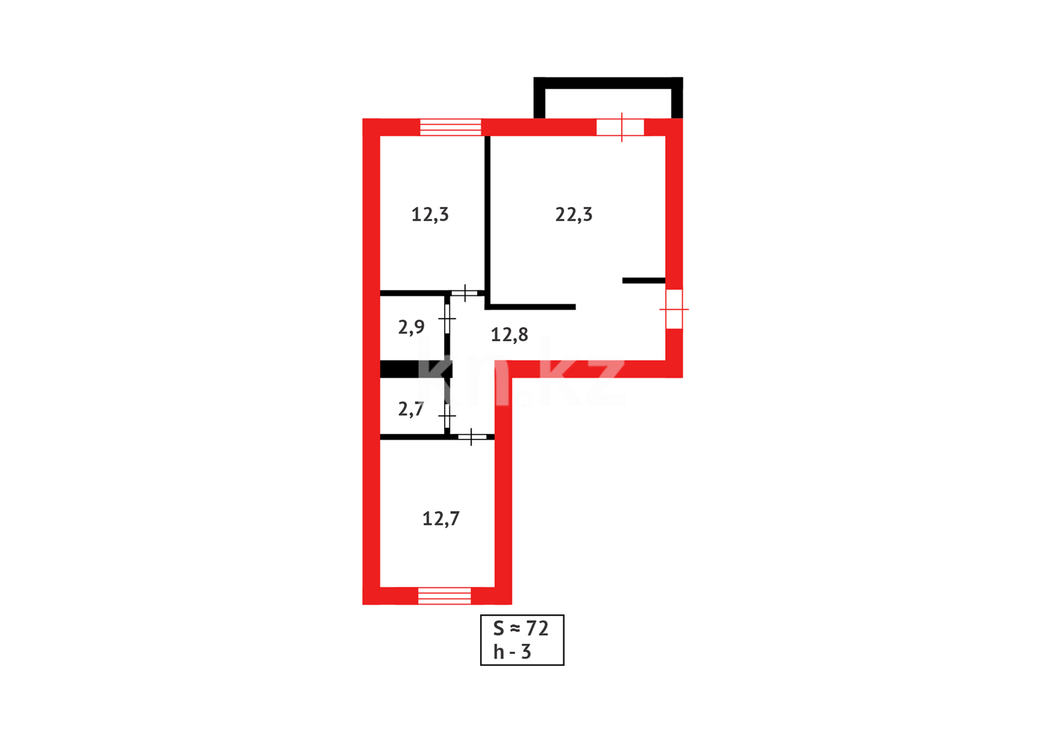 Продажа 3-комнатной квартиры, 72 м², 067 учетный квартал в Караганде - фото 12