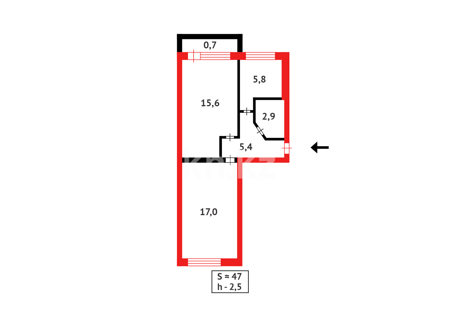 Продажа 2-комнатной квартиры, 47 м², ул. Университетская в Караганде - фото 8