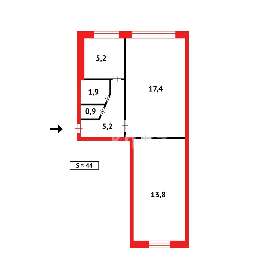 Продажа 2-комнатной квартиры, 44 м² в Темиртау - фото 14