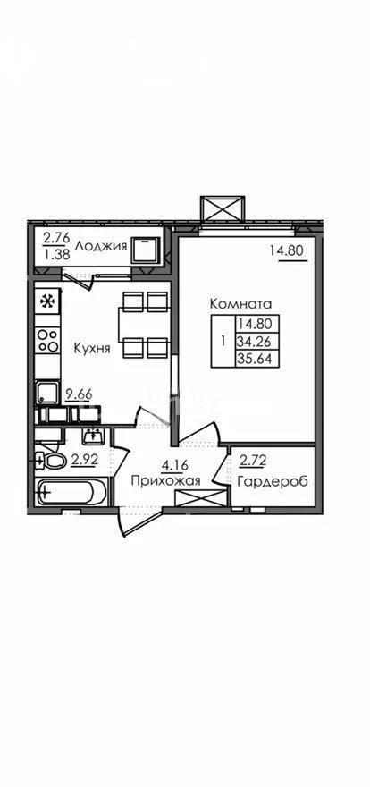 Продажа 1-комнатной квартиры, 36 м², ул. Е-117, дом  41 в Астане
