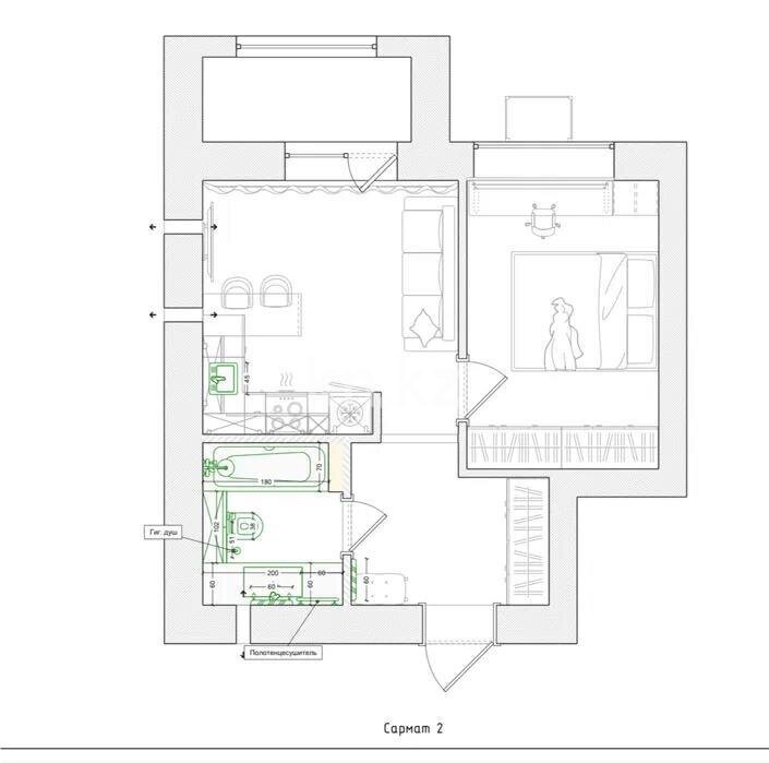 Продажа 1-комнатной квартиры, 38 м² в Караганде