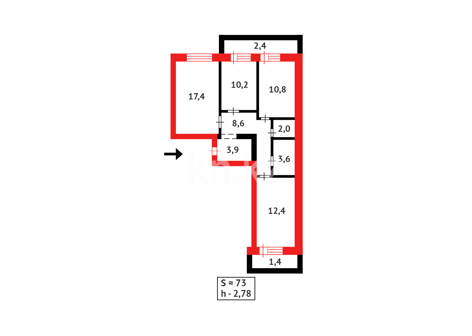 Продажа 3-комнатной квартиры, 72.7 м² в Астане - фото 15