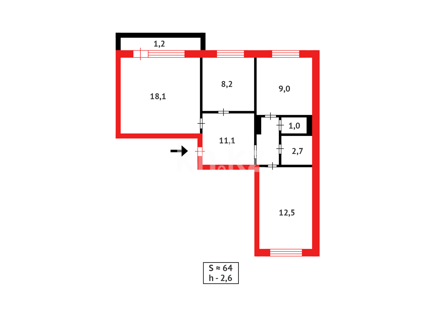 Продажа 3-комнатной квартиры, 64 м², мкр. Гульдер-1 в Караганде - фото 25