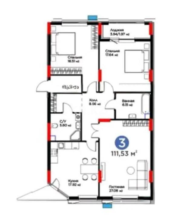 Продажа 3-комнатной квартиры, 112.4 м² в Астане