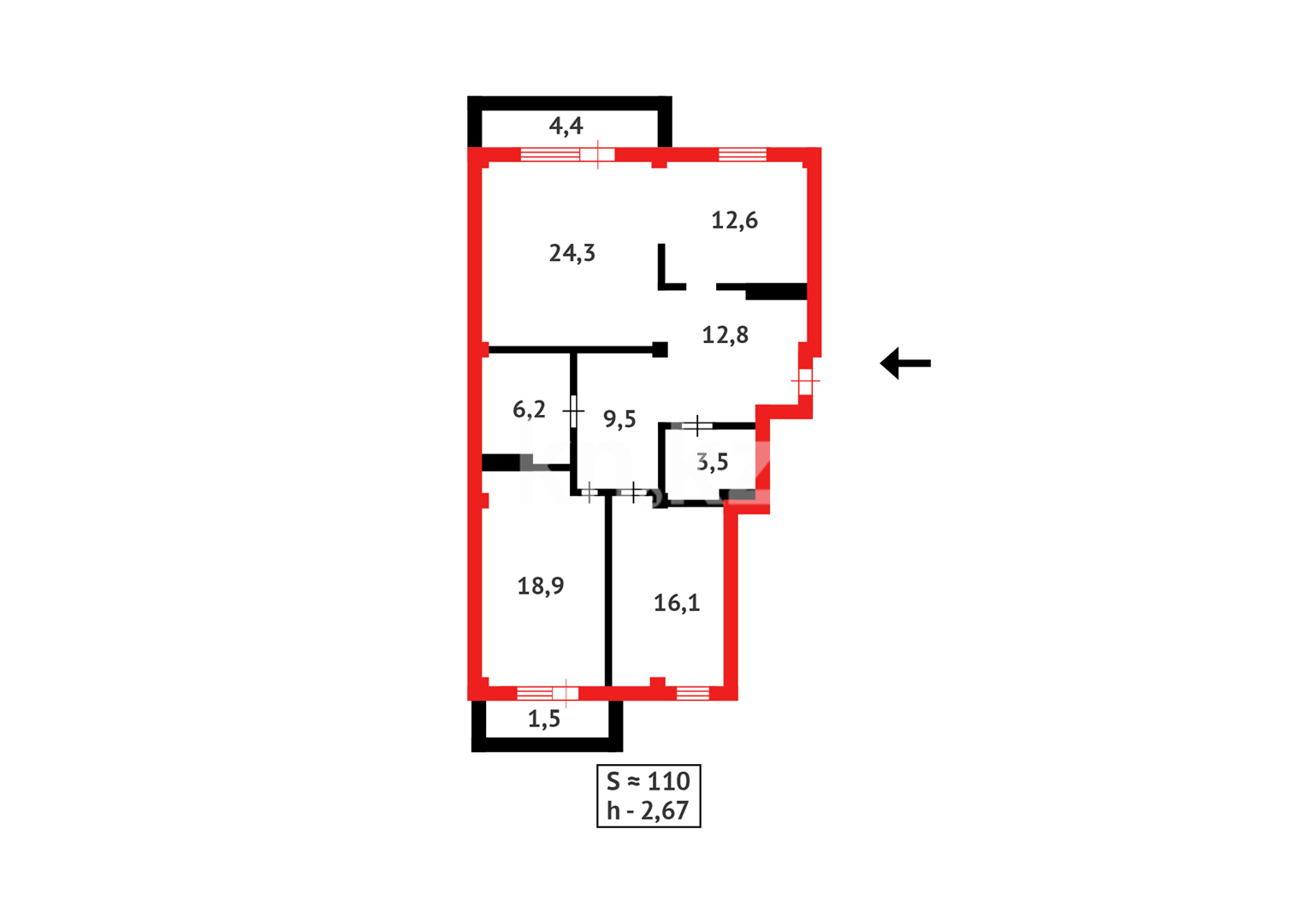 Продажа 3-комнатной квартиры, 110 м² в Астане - фото 12