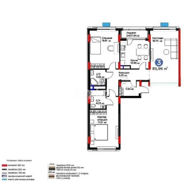 Продажа 3-комнатной квартиры, 86 м² в Астане
