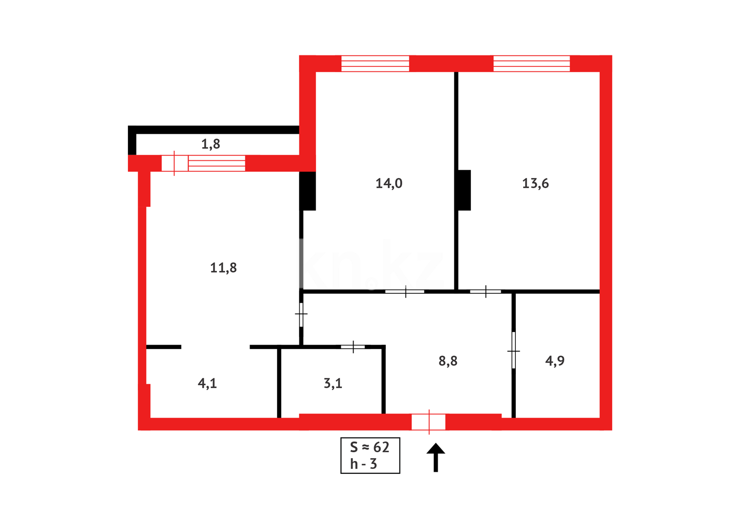 Продажа 2-комнатной квартиры, 62 м² в Караганде - фото 26