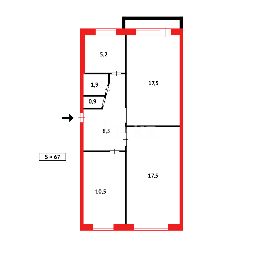 Продажа 3-комнатной квартиры, 67 м², пр. Металлургов в Темиртау - фото 14
