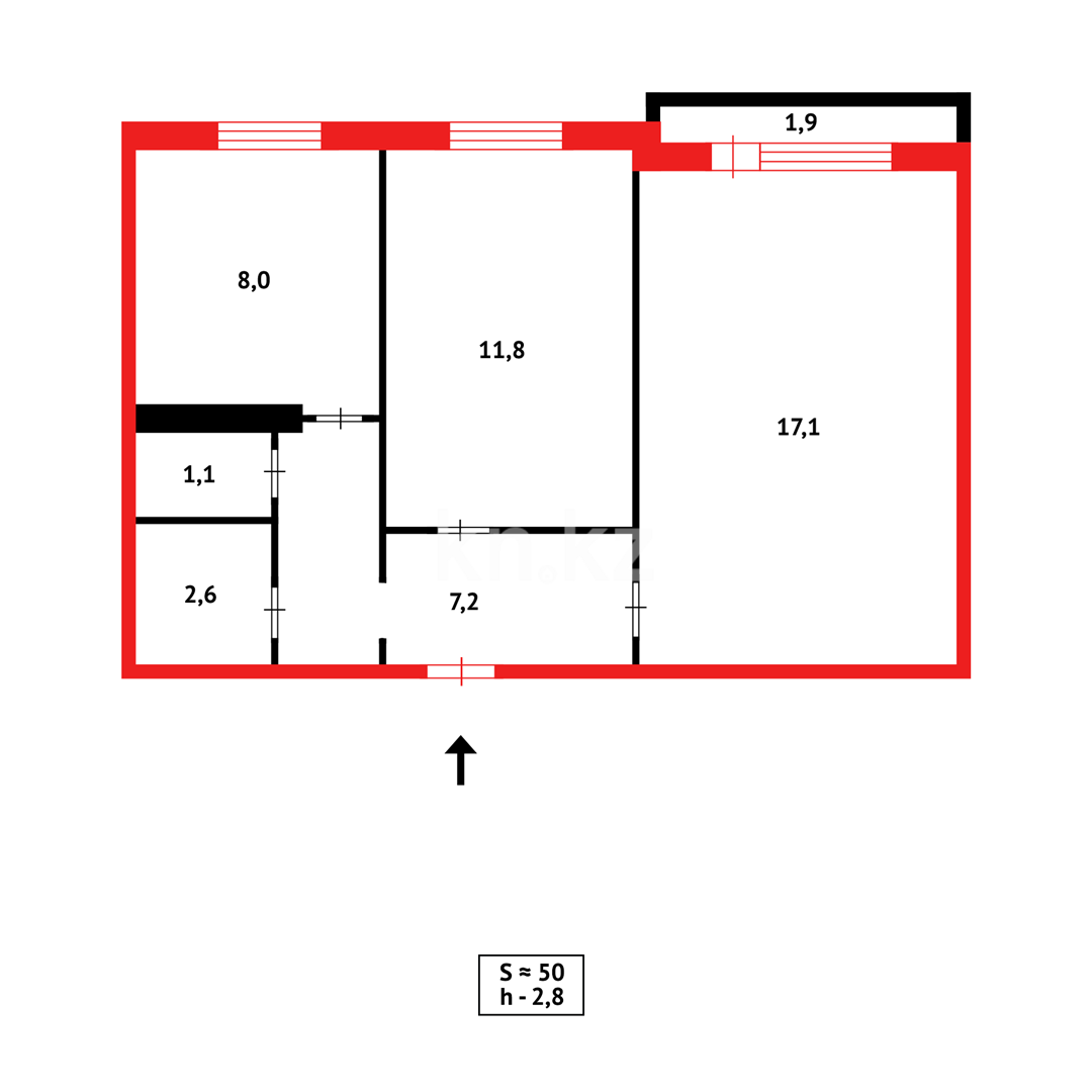 Продажа 2-комнатной квартиры, 50 м² в Караганде - фото 8