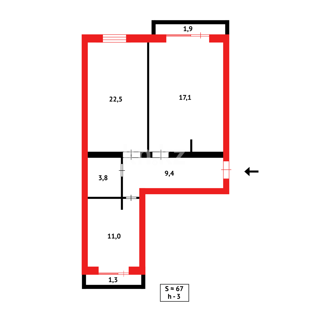 Продажа 3-комнатной квартиры, 67 м² в Караганде - фото 19