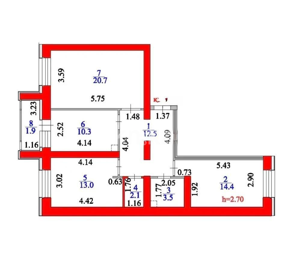 Продажа 3-комнатной квартиры, 78 м², ул. Култегин, дом  2 в Астане