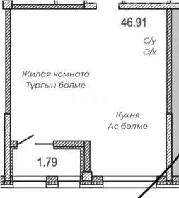 Продажа 1-комнатной квартиры, 46.91 м² в Астане