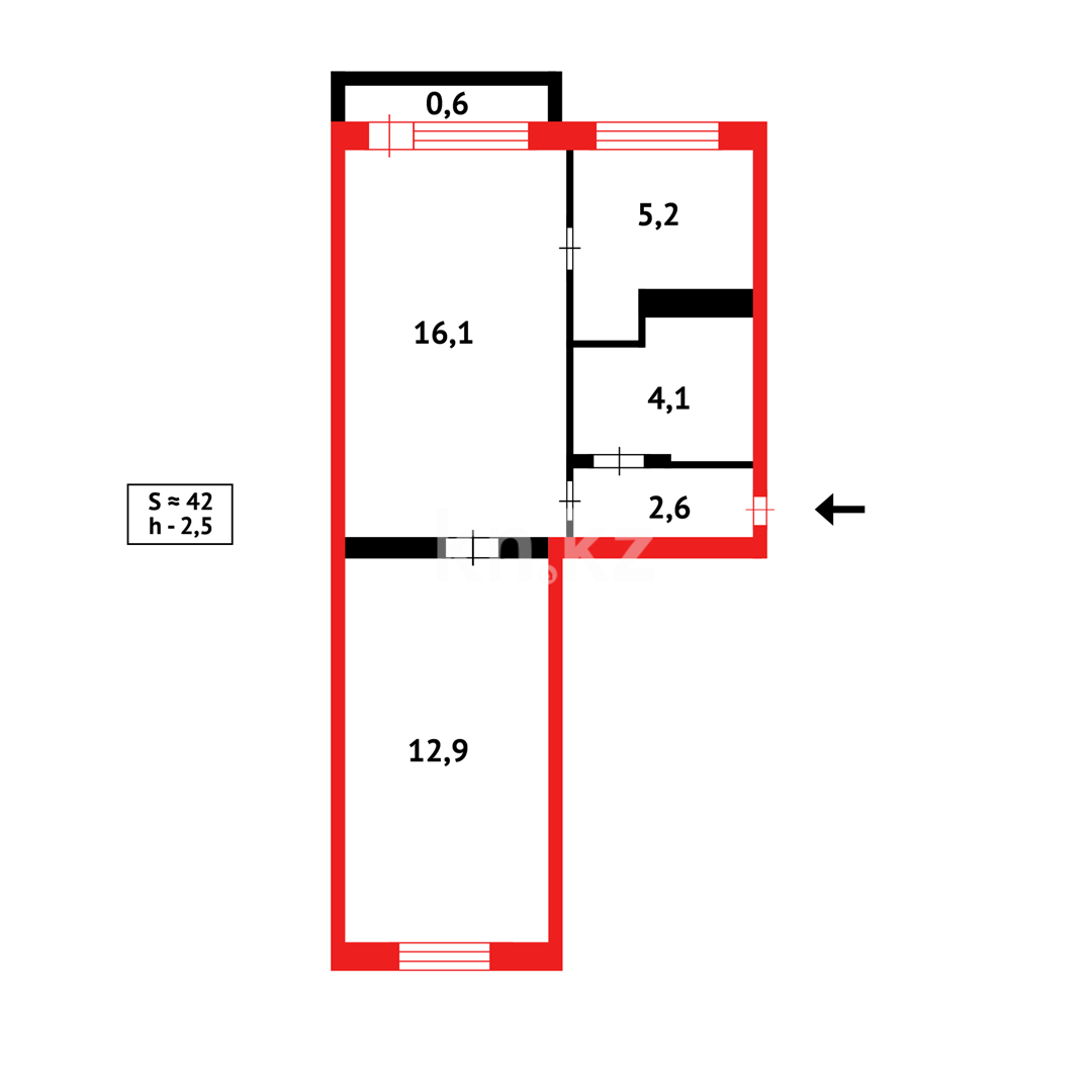 Продажа 2-комнатной квартиры, 42 м² в Караганде - фото 8