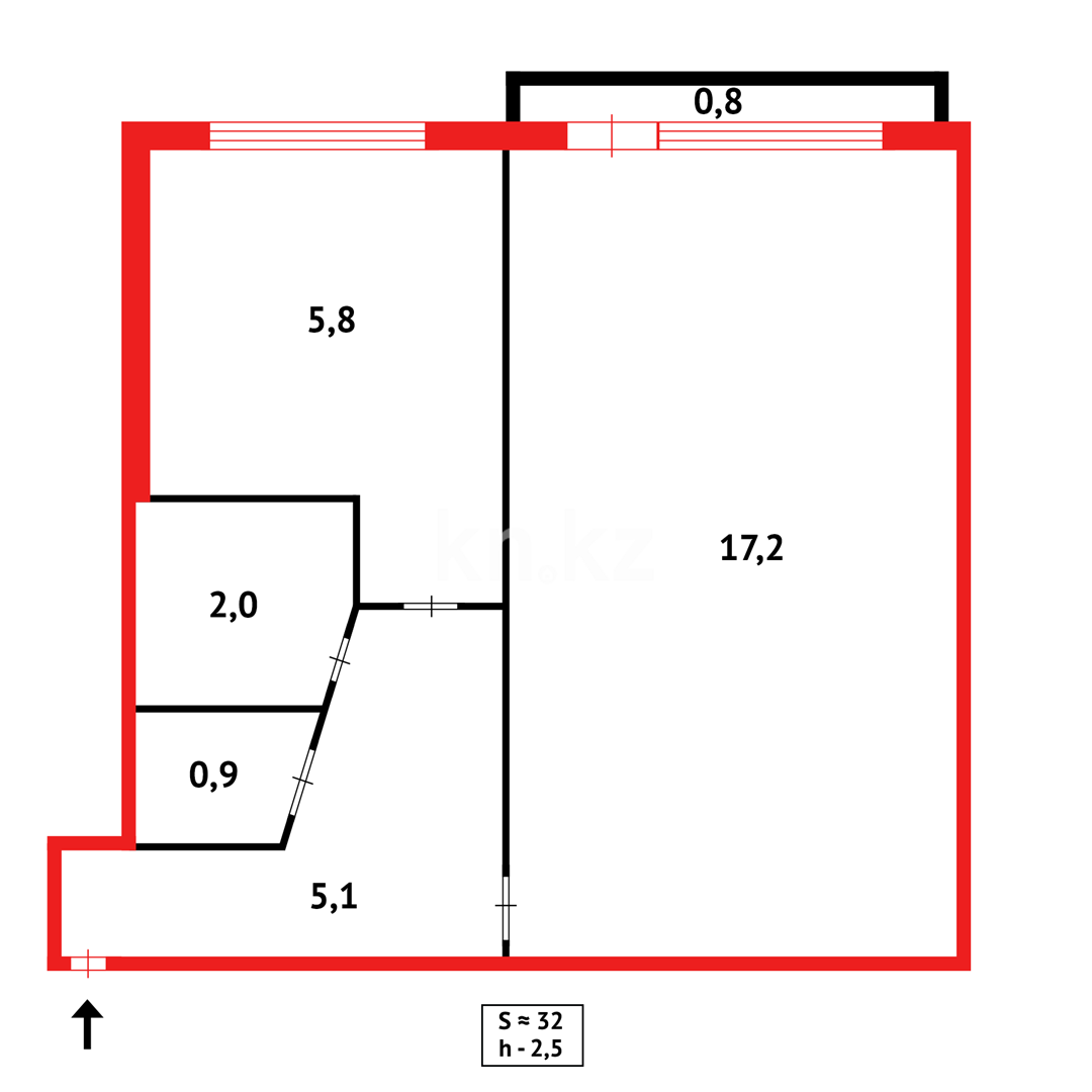 Продажа 1-комнатной квартиры, 32 м² в Караганде - фото 13