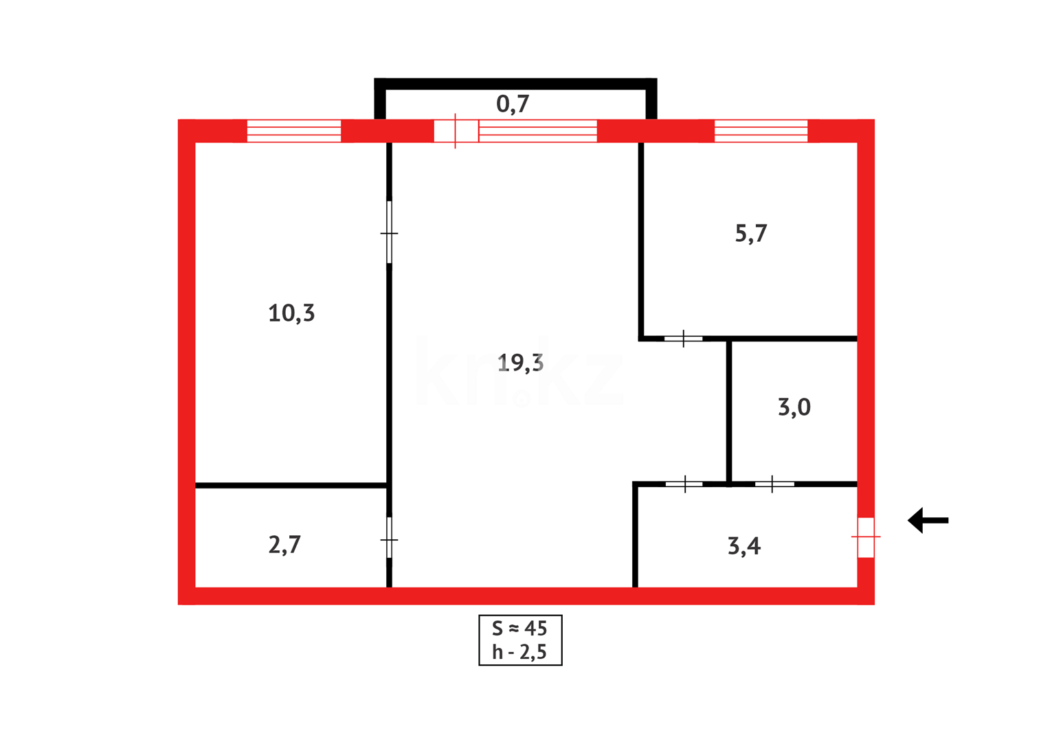 Продажа 2-комнатной квартиры, 45 м², ул. Чокана Уалиханова в Темиртау - фото 5