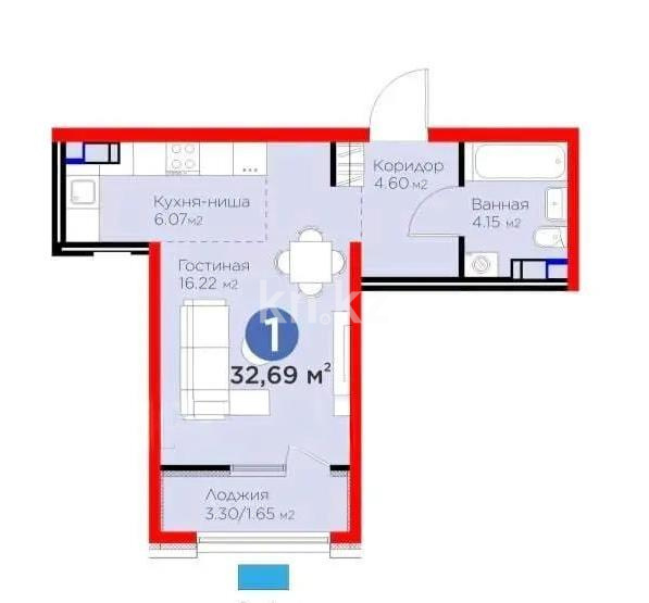 Продажа 1-комнатной квартиры, 33 м², ул. Ботакоз, дом  2/1 в Алматы
