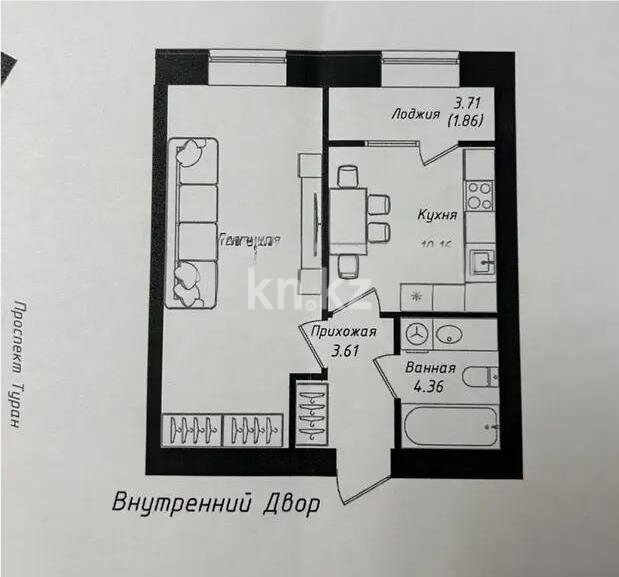 Продажа 1-комнатной квартиры, 40 м² в Астане