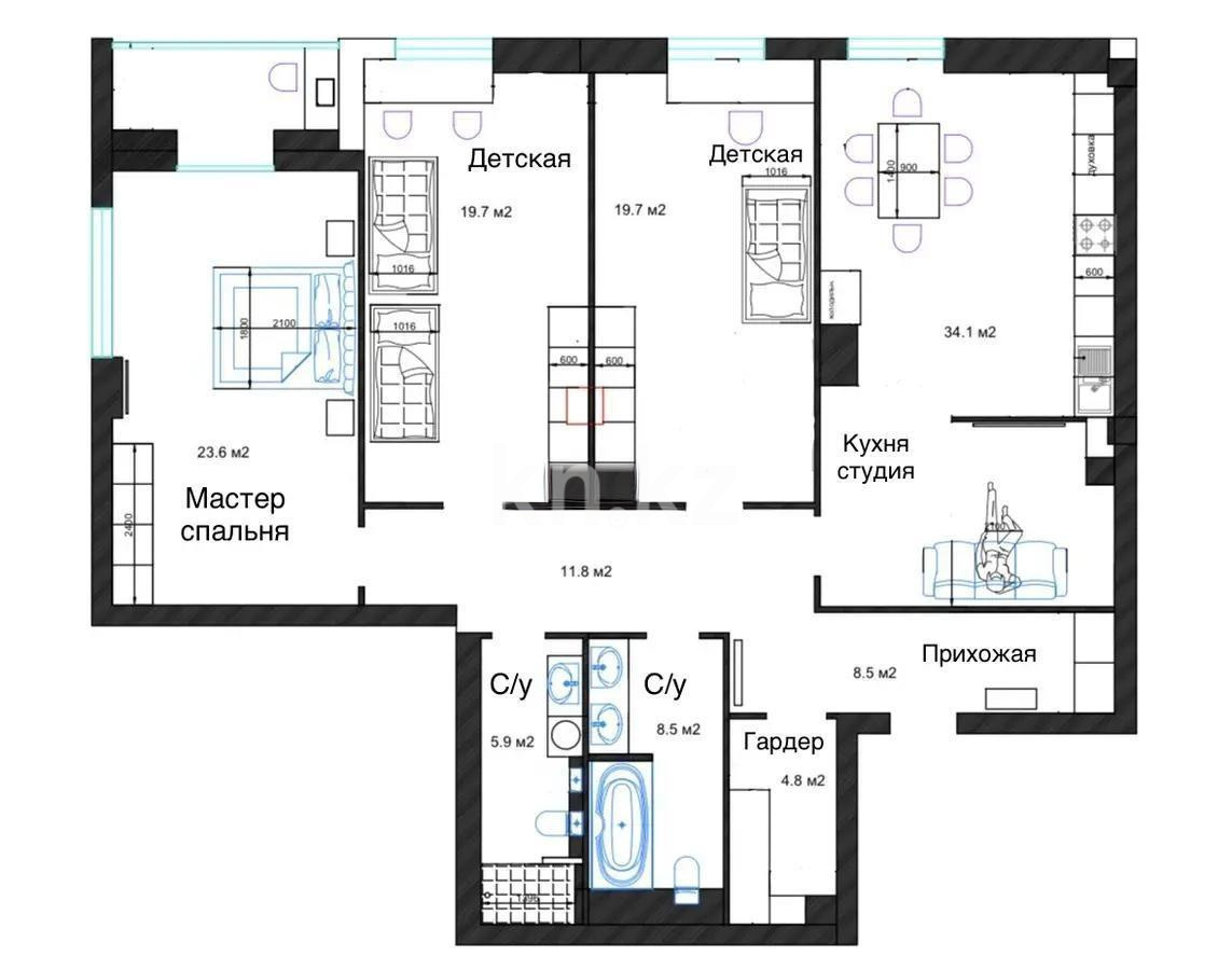 Продажа 4-комнатной квартиры, 142.5 м², мкр-н Мирас, дом  31/8 в Алматы - фото 9