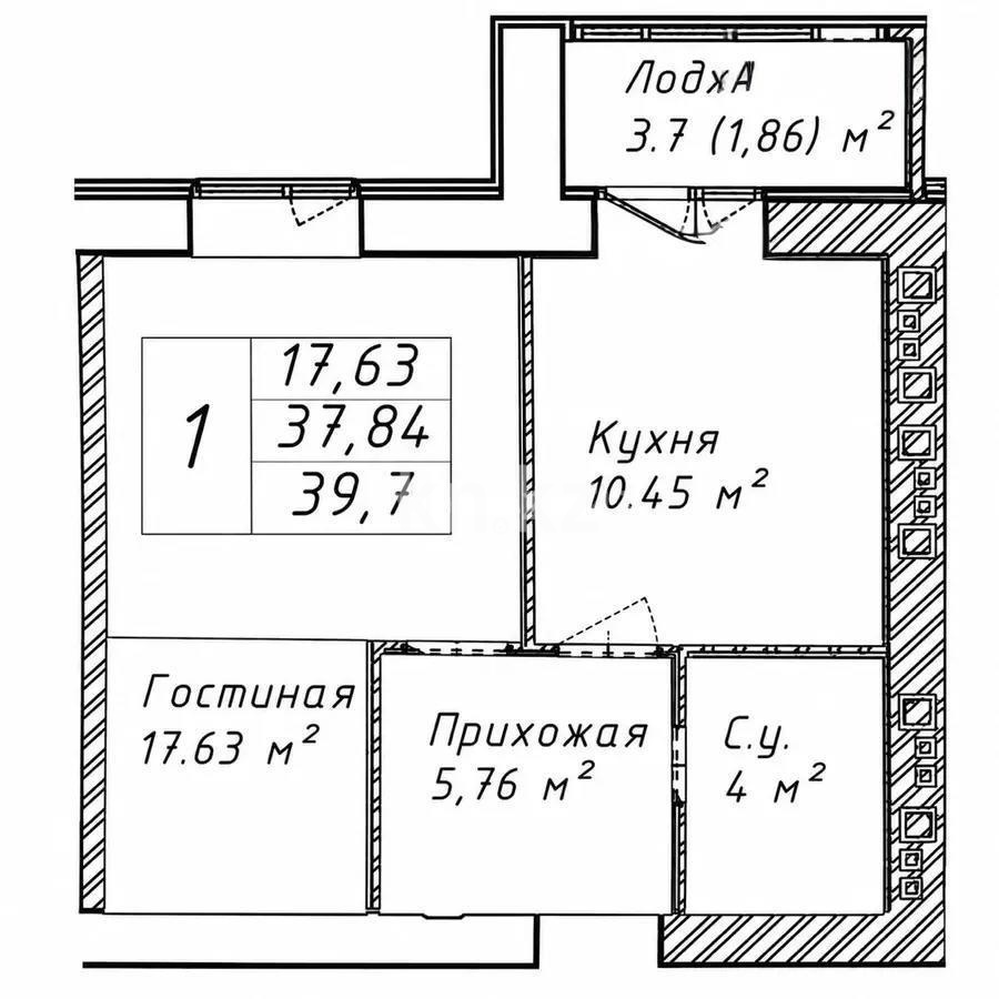 Продажа 1-комнатной квартиры, 40 м² в Астане