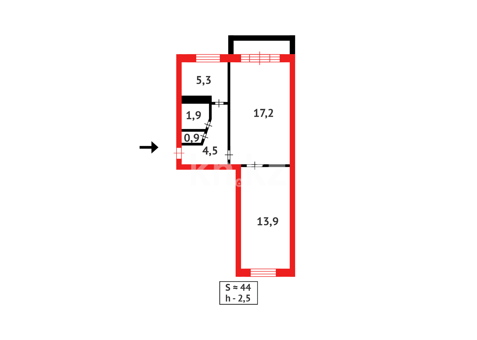 Продажа 2-комнатной квартиры, 45 м² в Темиртау - фото 11