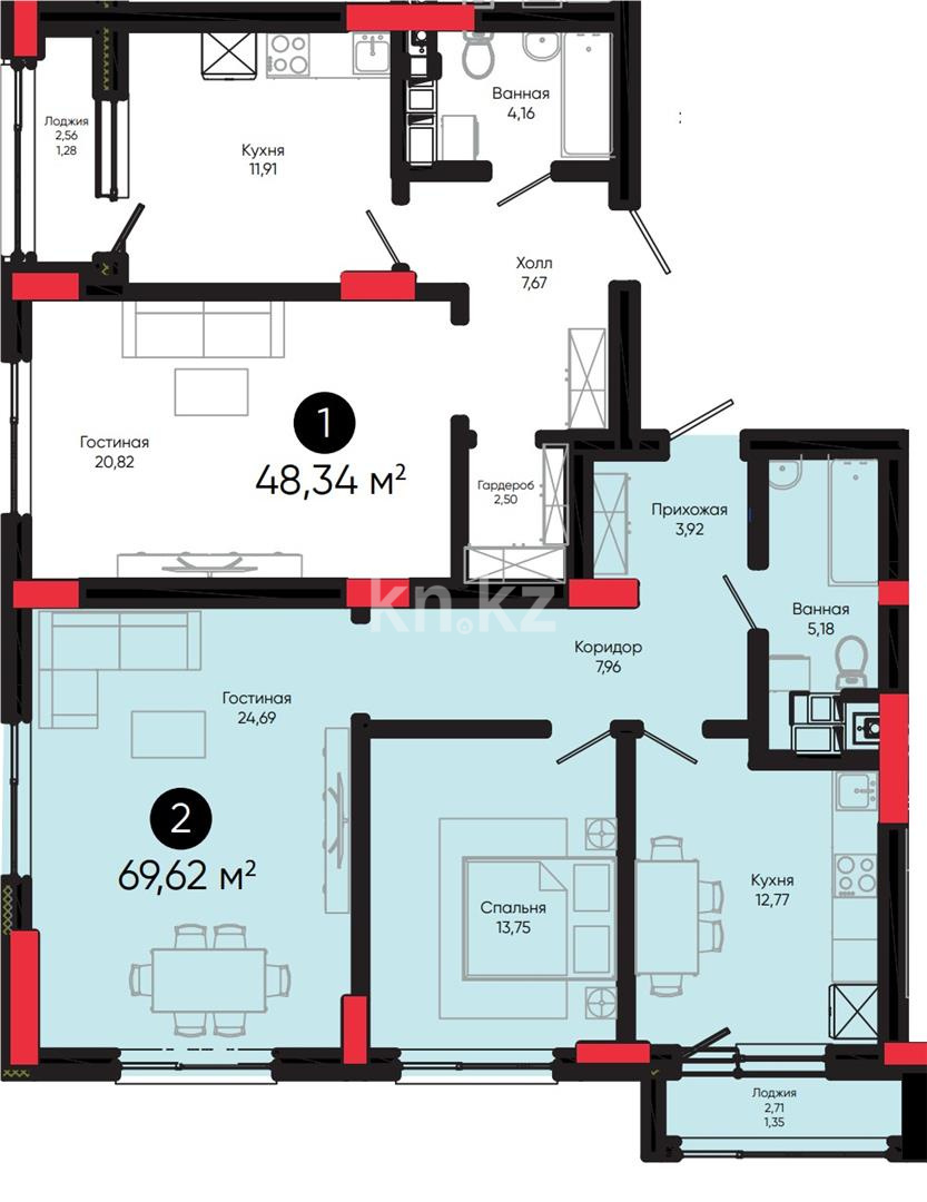 Продажа 4-комнатной квартиры, 120 м², ул. Толе би в Астане - фото 18