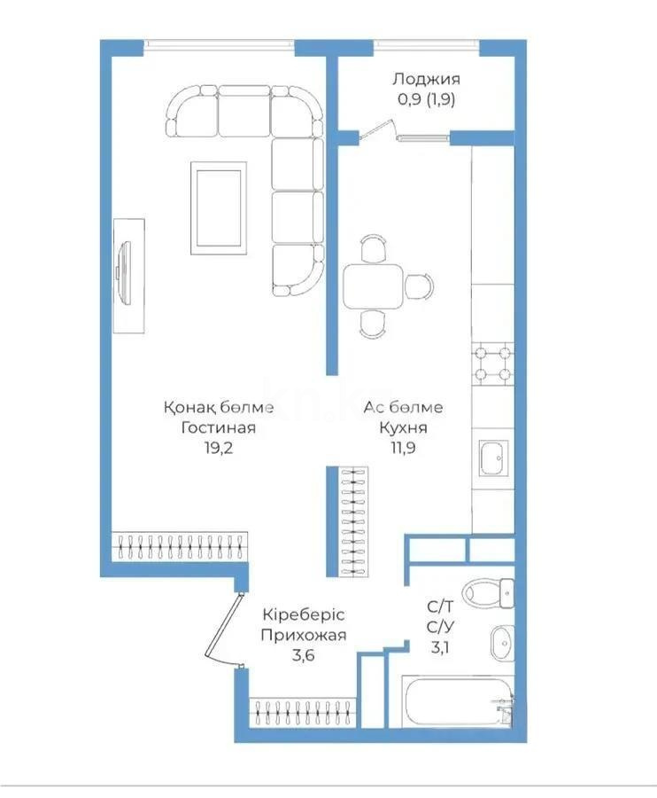 Продажа 1-комнатной квартиры, 38.8 м² в Алматы - фото 3