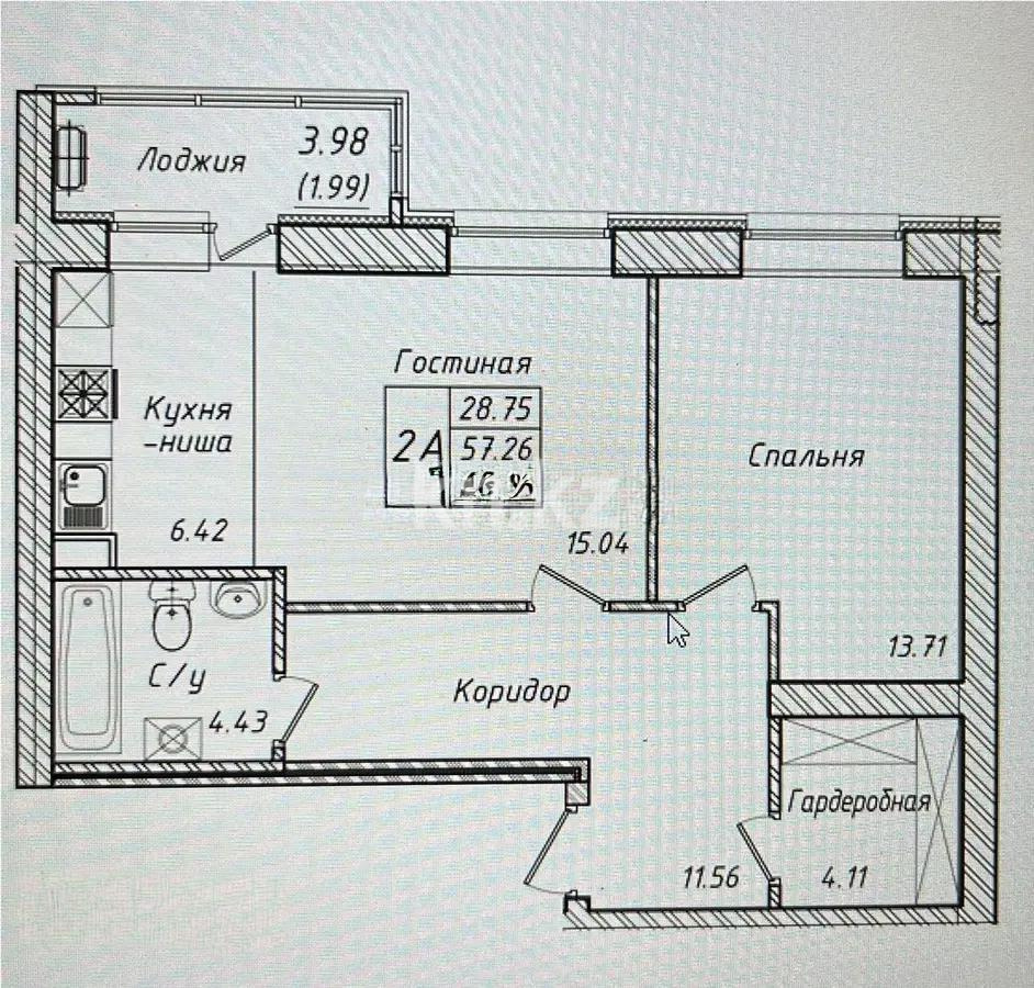 Продажа 2-комнатной квартиры, 57 м² в Астане