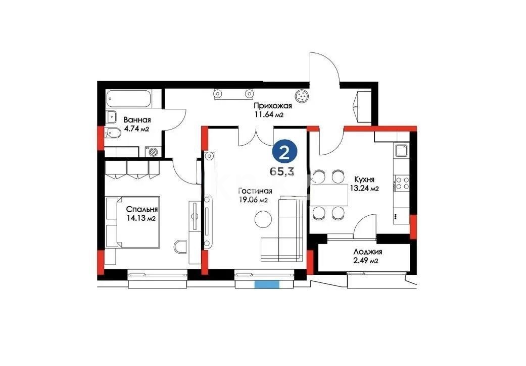 Продажа 2-комнатной квартиры, 66 м² в Астане - фото 3