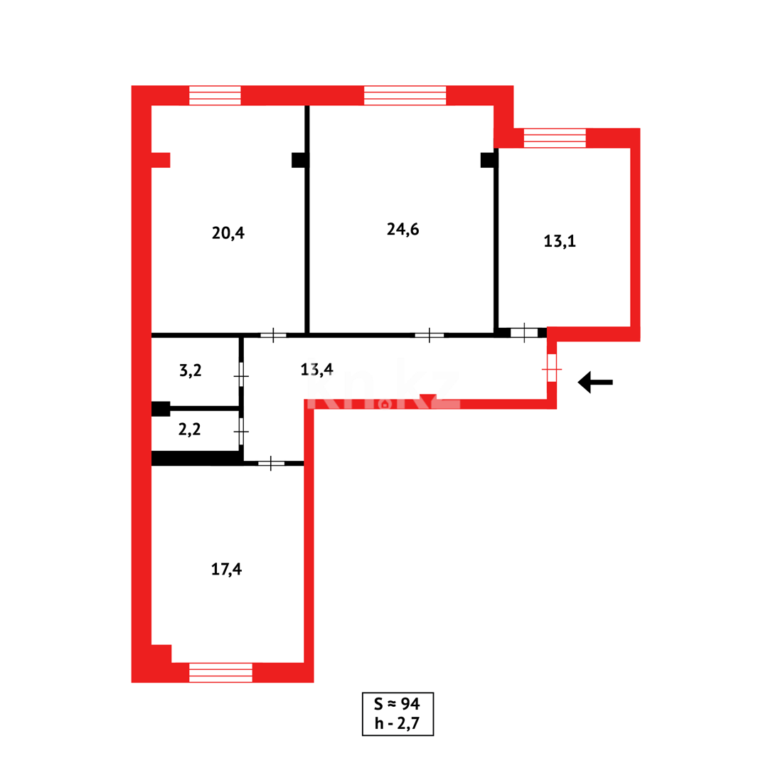 Продажа 3-комнатной квартиры, 94 м², мкр. Голубые Пруды в Караганде - фото 13