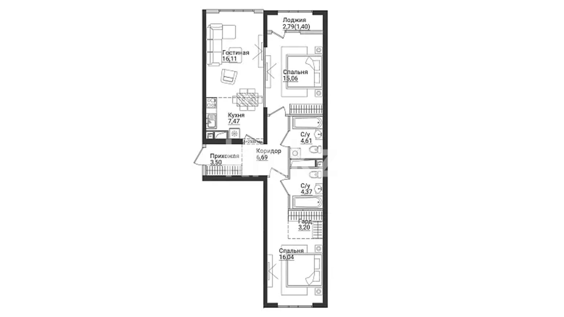 ЖК Ansar, 3-комнатная, цена 62 916 900 ₸, 802 000 ₸&nbsp;/&nbsp;м²