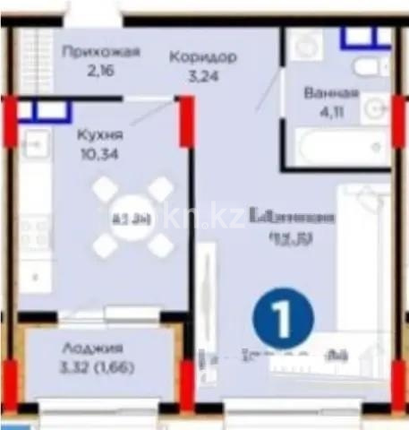 Продажа 1-комнатной квартиры, 37.2 м² в Астане