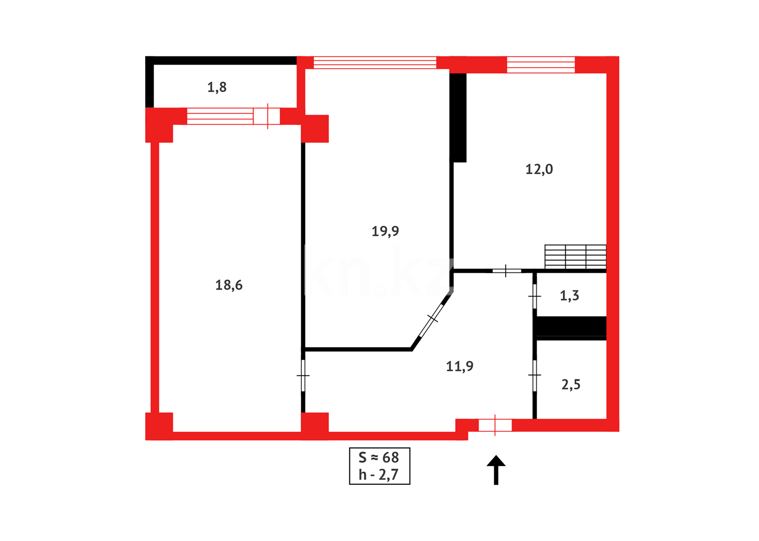 Продажа 2-комнатной квартиры, 68 м² в Караганде - фото 12