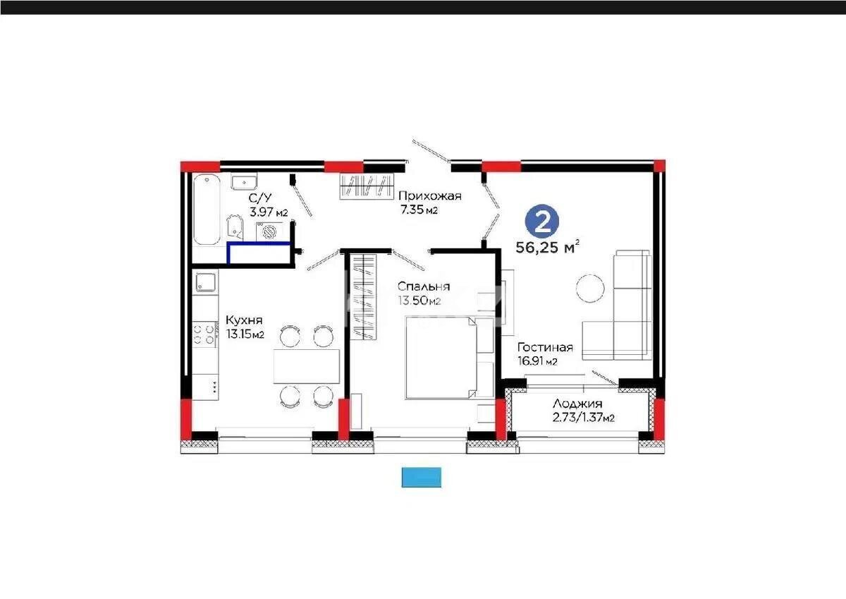 Продажа 2-комнатной квартиры, 56.25 м² в Астане - фото 5