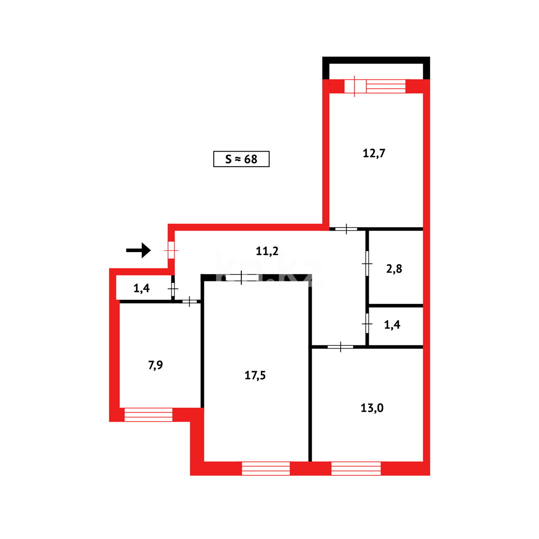 Продажа 3-комнатной квартиры, 64 м² в Караганде - фото 9