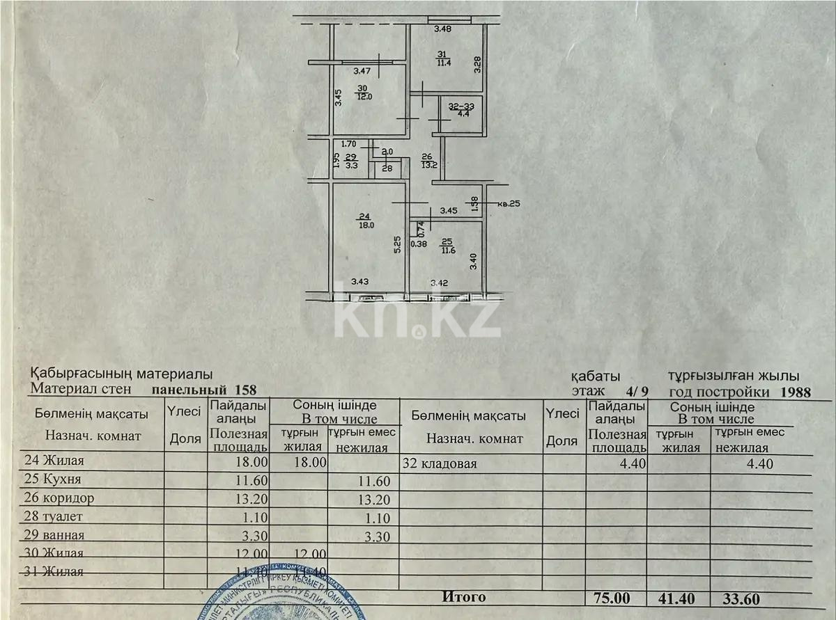 Продажа 3-комнатной квартиры, 75 м² в Алматы - фото 7