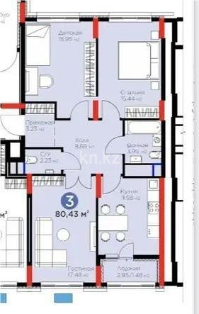 Продажа 3-комнатной квартиры, 80 м², ул. Е-915, дом  19 в Астане
