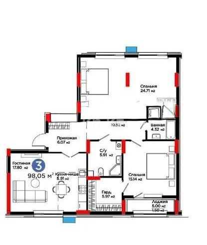 Продажа 3-комнатной квартиры, 98.5 м² в Астане