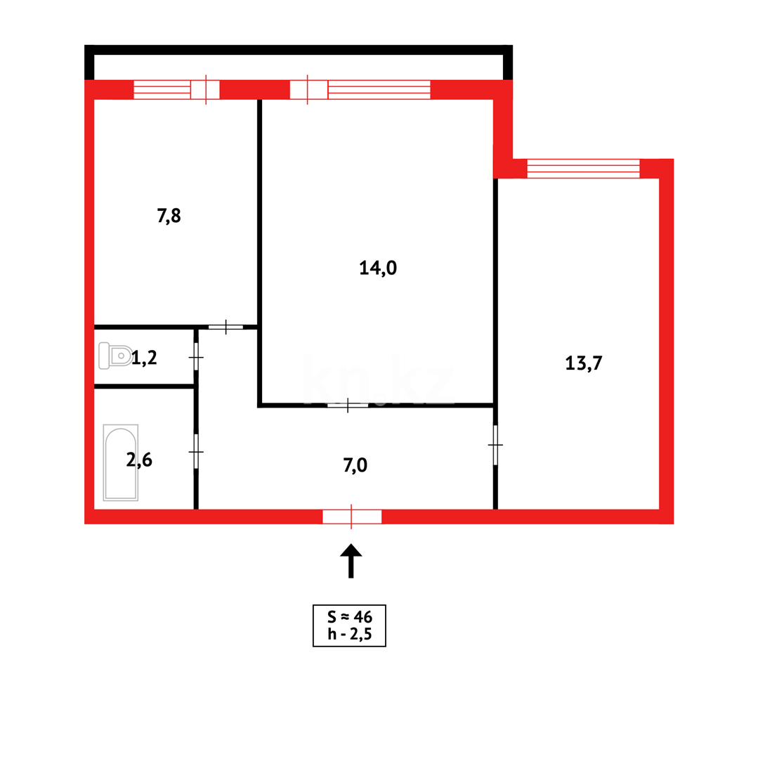 Продажа 2-комнатной квартиры, 48 м², пр. Республики, дом  18 в Караганде - фото 10