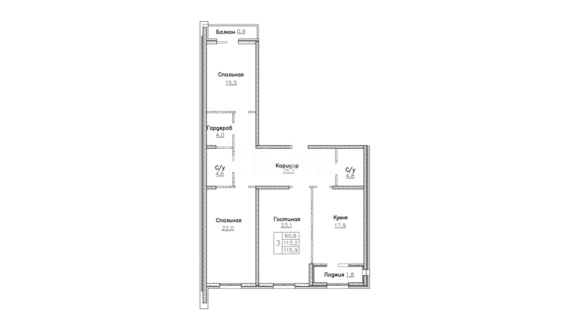 ЖК White Residence, 3-комнатная, цена 103 904 350 ₸, 896 500 ₸&nbsp;/&nbsp;м²