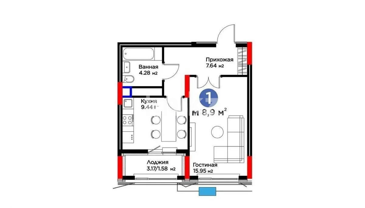 Продажа 1-комнатной квартиры, 39 м² в Астане