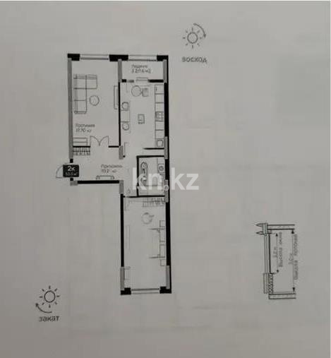 Продажа 2-комнатной квартиры, 65.6 м² в Астане - фото 4