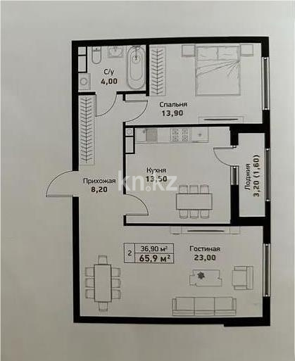 Продажа 2-комнатной квартиры, 65.9 м², ул. Момышулы, дом  11/1 в Алматы - фото 2