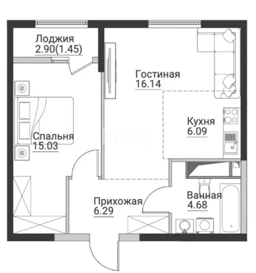 Продажа 2-комнатной квартиры, 49.68 м² в Алматы